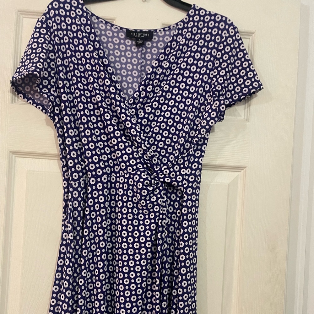 Perceptions Purple and White Patterned Midi Dress